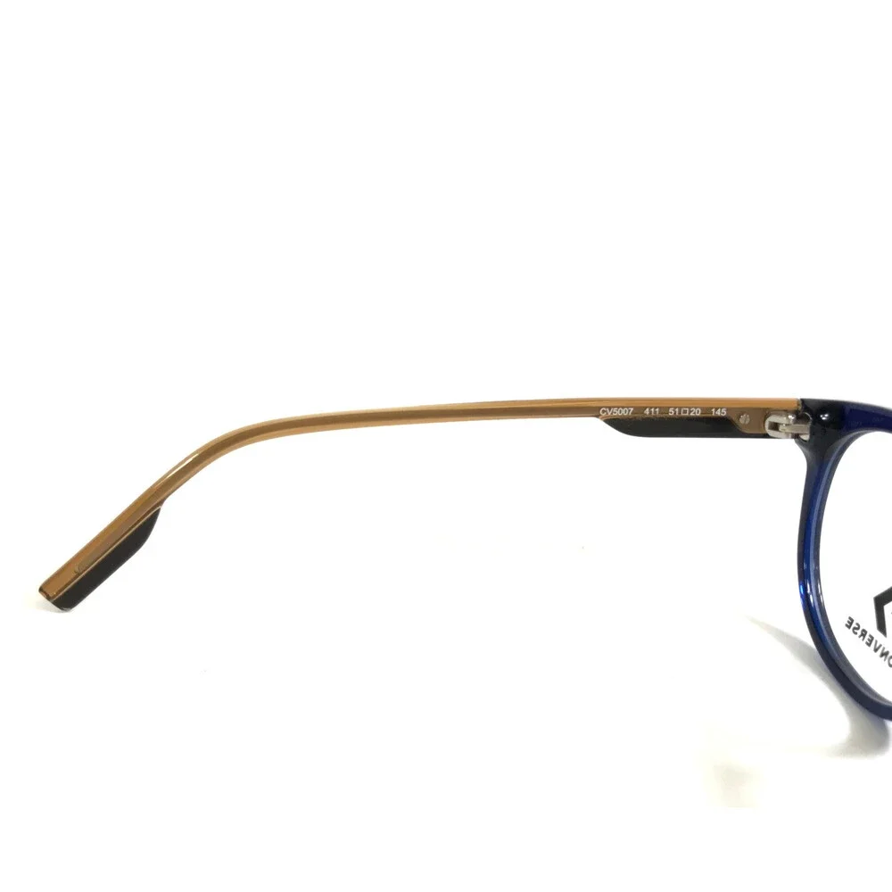 Converse Eyeglasses Frames CV5007 411 Shiny Blue Brown Round Full Rim 51-20-145